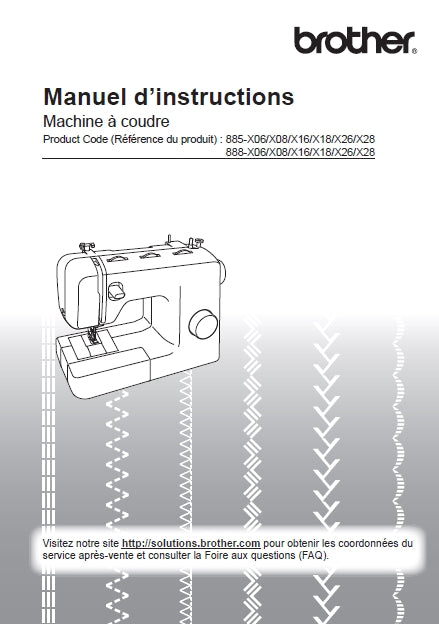 BROTHER 885-X06 888-X06 MACHINE A COUDRE MANUEL D'INSTRUCTIONS 52 PAGES FRANC