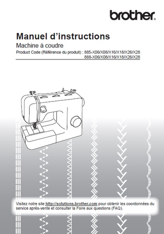 BROTHER 885-X06 888-X06 MACHINE A COUDRE MANUEL D'INSTRUCTIONS 52 PAGES FRANC