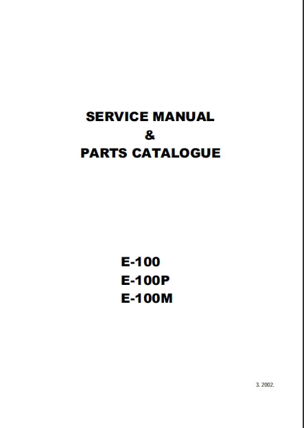 BROTHER E-100 E-100P E-100M SEWING MACHINE SERVICE MANUAL 37 PAGES ENGLISH