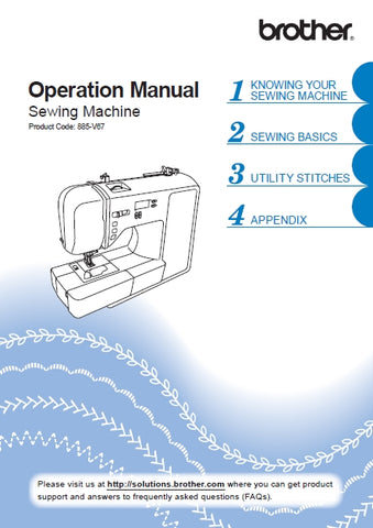 BROTHER HC1850 SEWING MACHINE OPERATION MANUAL 112 PAGES ENGLISH
