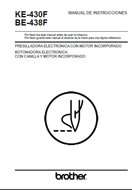 BROTHER KE-430F BE-438F MAQUINA DE COSER MANUAL DE INSTRUCCIONES 90 PAGINA ESP