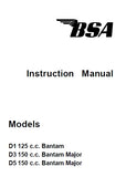 BSA D1 D3 D5 125 150 BANTAM MOTORCYCLE INSTRUCTION MANUAL 33 PAGES ENG