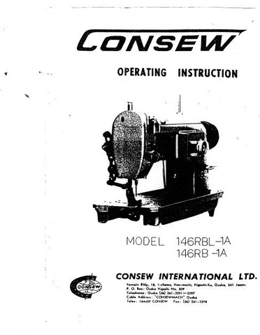CONSEW 146RBL-1A 146RB-1A SEWING MACHINE OPERATING INSTRUCTIONS 12 PAGES ENG