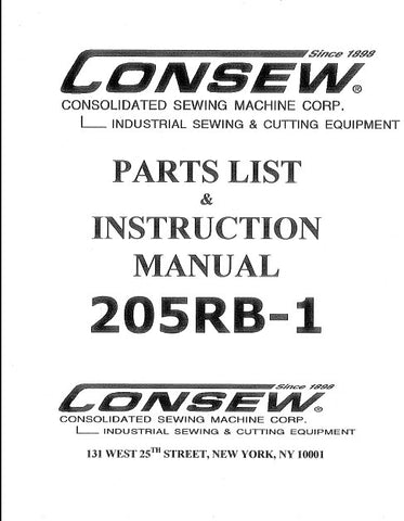 CONSEW 205RB-1 SEWING MACHINE INSTRUCTION MANUAL 42 PAGES ENG