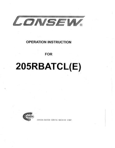 CONSEW 205RBATCL (E) SEWING MACHINE OPERATION INSTRUCTION 40 PAGES ENG