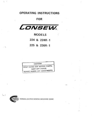 CONSEW MODEL 224 224R-1 225 226R-1 SEWING MACHINE OPERATING INSTRUCTIONS 10 PAGES ENG