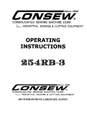 CONSEW 254RB-3 SEWING MACHINE OPERATING INSTRUCTIONS 18 PAGES ENG