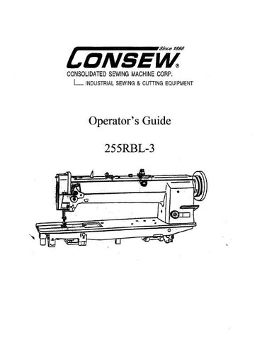 CONSEW 255RBL-3 SEWING MACHINE OPERATORS GUIDE 9 PAGES ENG
