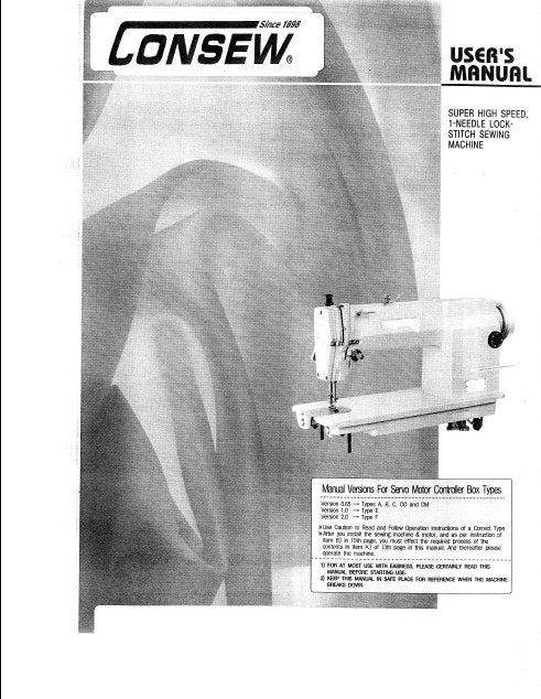 CONSEW 292R SUN STAR SEWING MACHINE USERS MANUAL 6 PAGES ENG