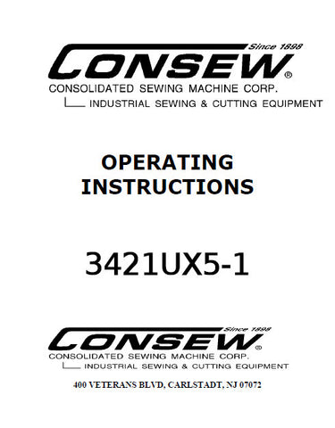 CONSEW 3421UX5-1 SEWING MACHINE OPERATING INSTRUCTIONS 18 PAGES ENG