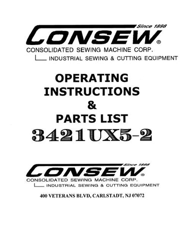 CONSEW 3421UX5-2 SEWING MACHINE OPERATING INSTRUCTIONS 35 PAGES ENG