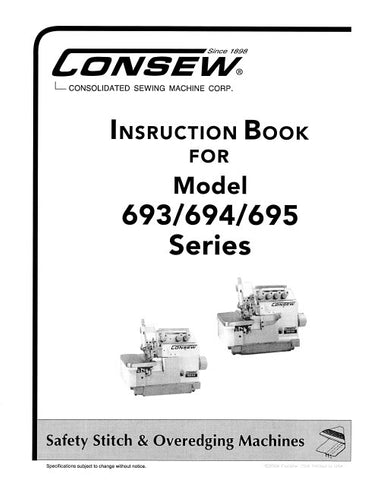 CONSEW 693 694 695 SERIES SEWING MACHINE INSTRUCTION BOOK 14 PAGES ENG