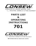 CONSEW 701 SEWING MACHINE OPERATING INSTRUCTIONS 44 PAGES ENG