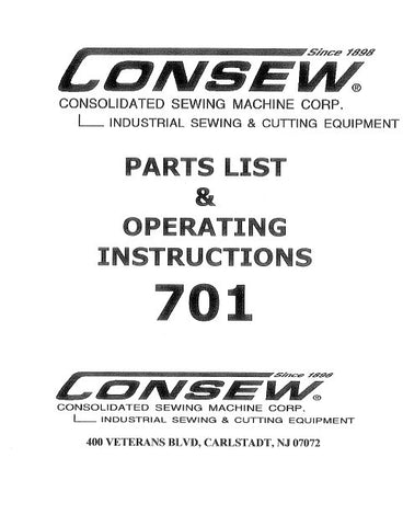 CONSEW 701 SEWING MACHINE OPERATING INSTRUCTIONS 44 PAGES ENG