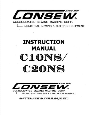 CONSEW C20NS SEWING MACHINE INSTRUCTION MANUAL 20 PAGES ENG
