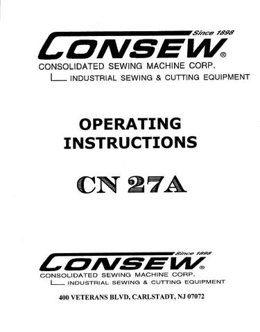 CONSEW CN27A SEWING MACHINE OPERATING INSTRUCTIONS 17 PAGES ENG