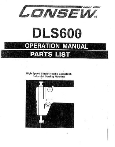CONSEW DLS600 SEWING MACHINE OPERATION MANUAL 31 PAGES ENG