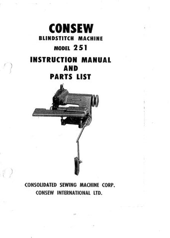 CONSEW MODEL 251 SEWING MACHINE INSTRUCTION MANUAL 8 PAGES ENG
