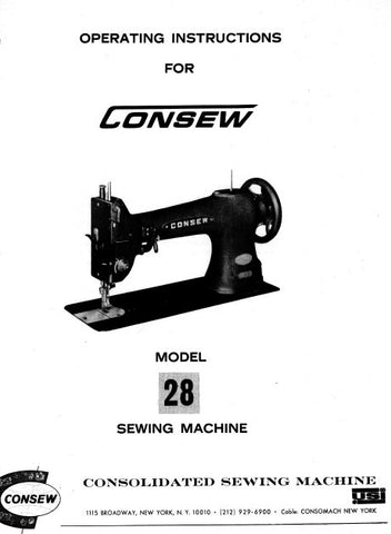 CONSEW MODEL 28 SEWING MACHINE OPERATING INSTRUCTIONS 12 PAGES ENG