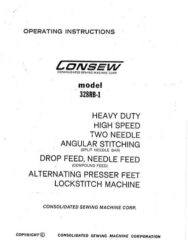 CONSEW MODEL 328RB-1 SEWING MACHINE OPERATING INSTRUCTIONS 48 PAGES ENG