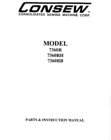 CONSEW MODEL 7360R 7360RH 7360RB SEWING MACHINE INSTRUCTION MANUAL 23 PAGES ENG