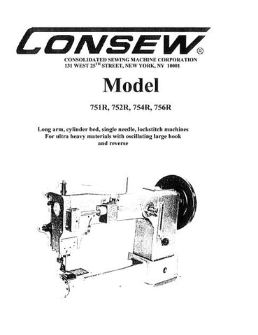 CONSEW MODEL 751R 752R 754R 756R SEWING MACHINE OPERATING INSTRUCTIONS 17 PAGES ENG