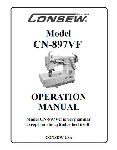 CONSEW MODEL CN-897VF SEWING MACHINE OPERATION MANUAL 38 PAGES ENG