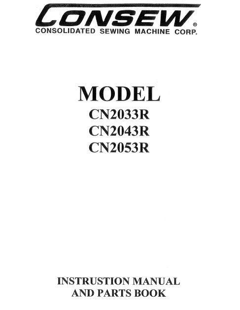 CONSEW MODEL CN2033R CN2043R CN2053R SEWING MACHINE INSTRUCTION MANUAL 33 PAGES ENG