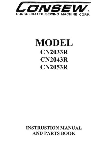 CONSEW MODEL CN2033R CN2043R CN2053R SEWING MACHINE INSTRUCTION MANUAL 33 PAGES ENG