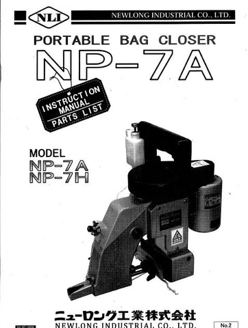 CONSEW MODEL NP-7A NP-7H SEWING MACHINE INSTRUCTION MANUAL 19 PAGES ENG