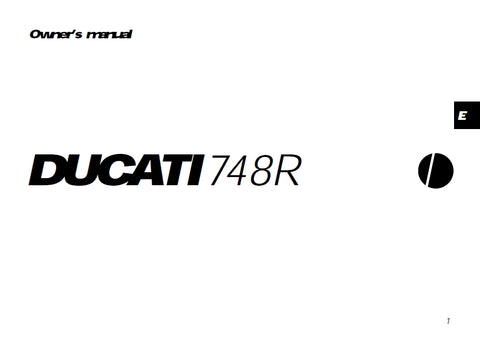 DUCATI 748R MOTORCYCLE OWNERS MANUAL 68 PAGES ENG