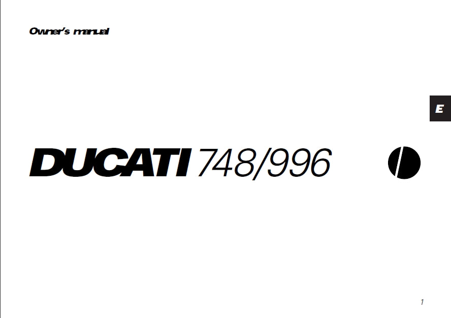 DUCATI 748/996 MOTORCYCLE OWNERS MANUAL 80 PAGES ENG
