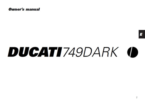 DUCATI 749DARK MOTORCYCLE OWNERS MANUAL 95 PAGES ENG