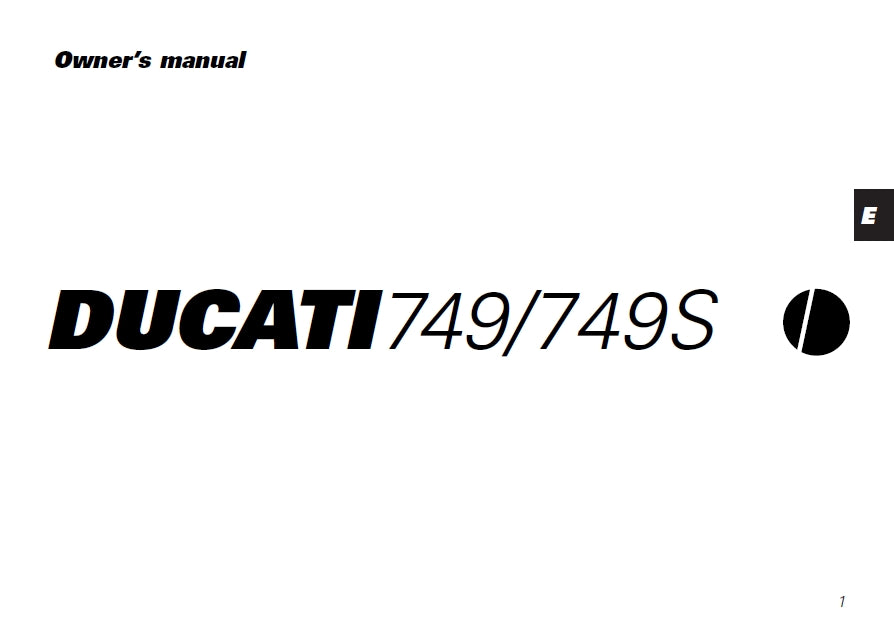 DUCATI 749 749S MOTORCYCLE OWNERS MANUAL 100 PAGES ENG