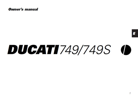 DUCATI 749 749S MOTORCYCLE OWNERS MANUAL 100 PAGES ENG