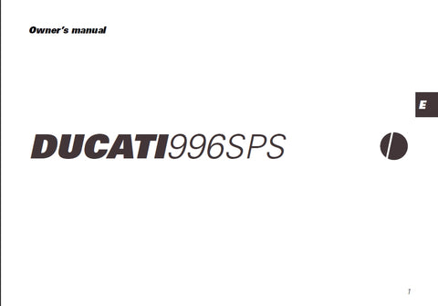 DUCATI 996SPS MOTORCYCLE OWNERS MANUAL 78 PAGES ENG