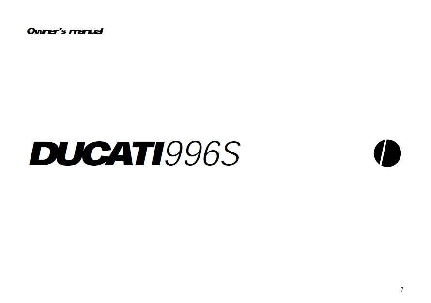 DUCATI 996S MOTORCYCLE OWNERS MANUAL 81 PAGES ENG