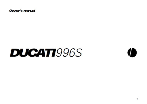 DUCATI 996S MOTORCYCLE OWNERS MANUAL 81 PAGES ENG