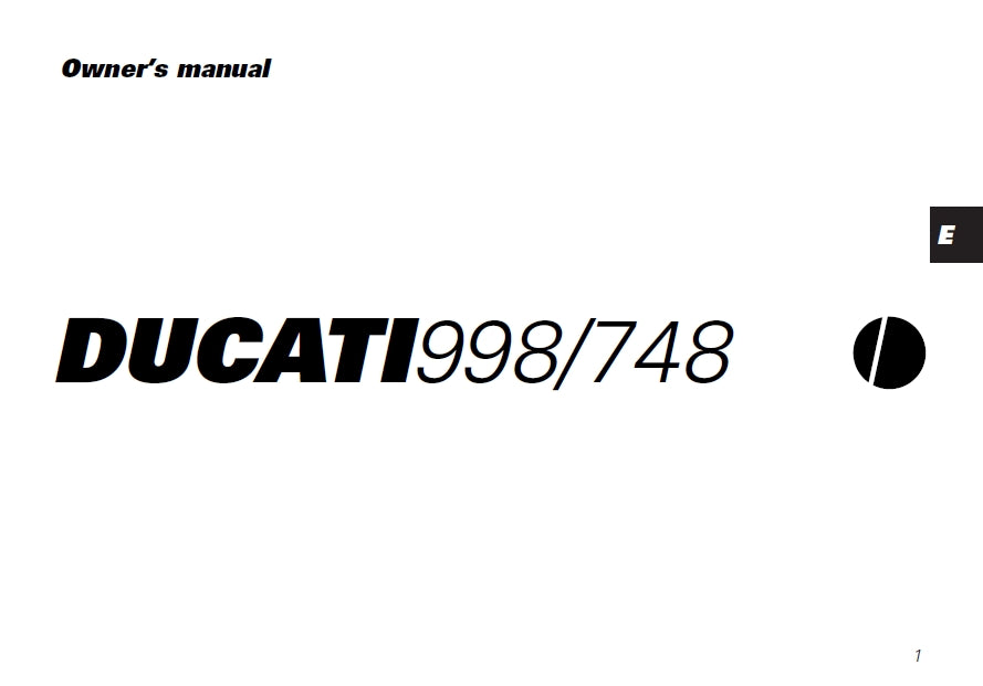 DUCATI 998/748 MOTORCYCLE OWNERS MANUAL 82 PAGES ENG
