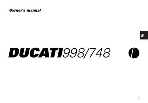DUCATI 998/748 MOTORCYCLE OWNERS MANUAL 82 PAGES ENG