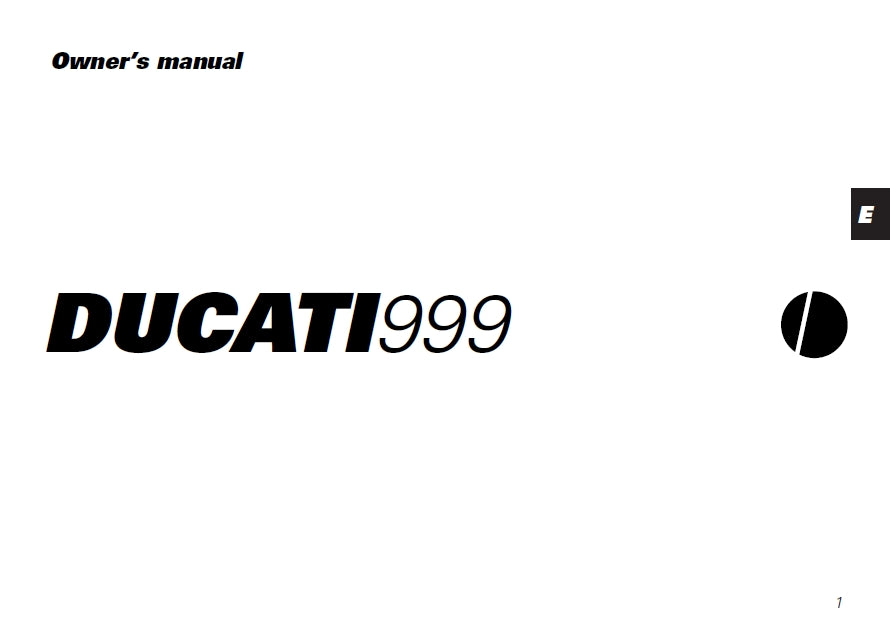 DUCATI 999 MOTORCYCLE OWNERS MANUAL 98 PAGES ENG