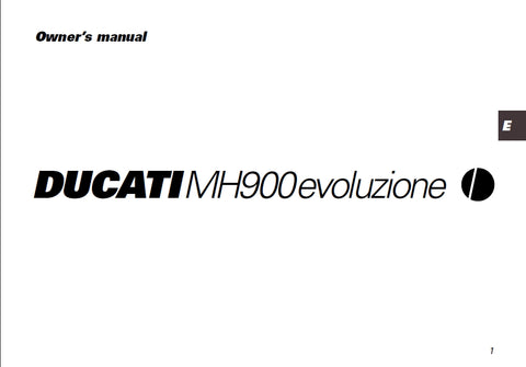 DUCATI MH900 EVOLUZIONE MOTORCYCLE OWNERS MANUAL 72 PAGES ENG
