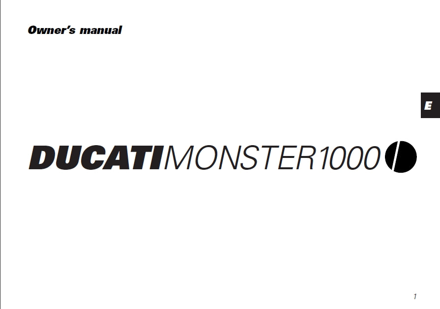DUCATI MONSTER 1000 MOTORCYCLE OWNERS MANUAL 80 PAGES ENG