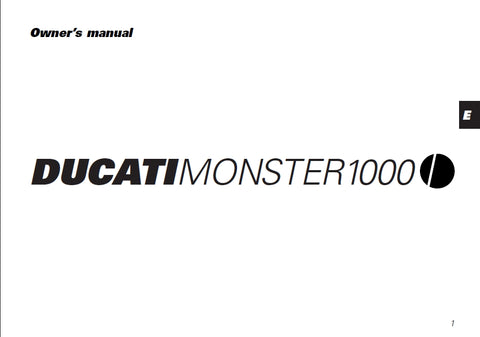 DUCATI MONSTER 1000 MOTORCYCLE OWNERS MANUAL 80 PAGES ENG