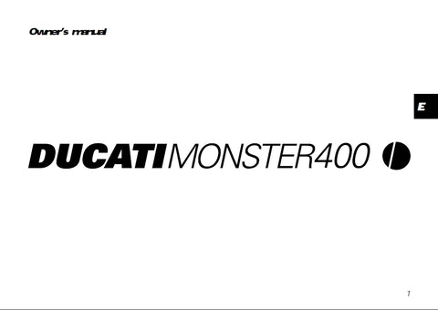 DUCATI MONSTER 400 MOTORCYCLE OWNERS MANUAL 65 PAGES ENG