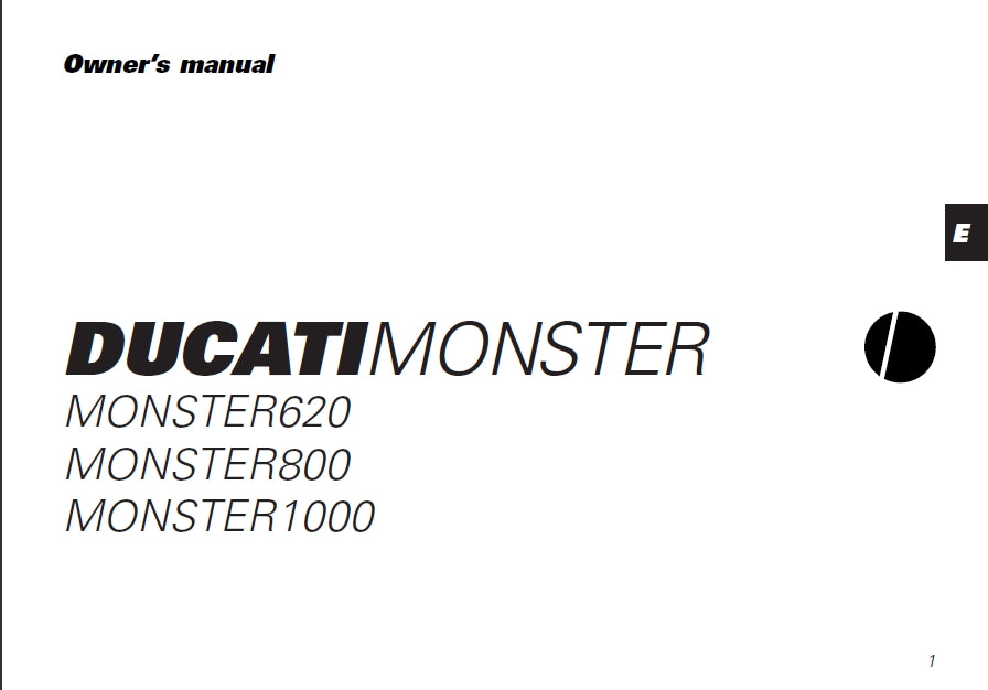 DUCATI MONSTER 620 800 1000 MOTORCYCLE OWNERS MANUAL 84 PAGES ENG