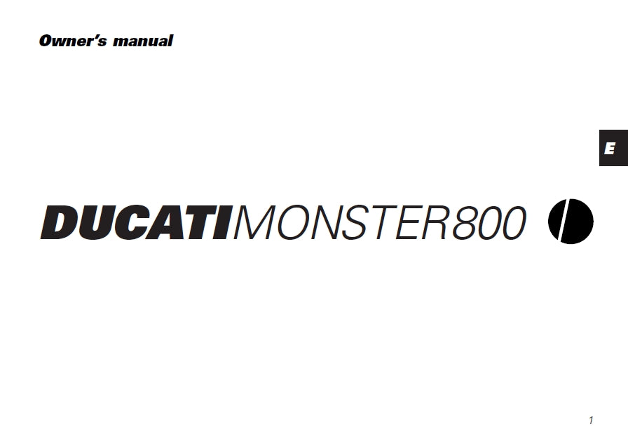 DUCATI MONSTER 800 MOTORCYCLE OWNERS MANUAL 80 PAGES ENG