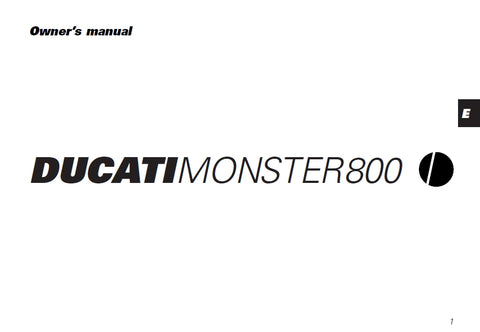 DUCATI MONSTER 800 MOTORCYCLE OWNERS MANUAL 80 PAGES ENG