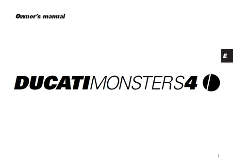 DUCATI MONSTER S4 MOTORCYCLE OWNERS MANUAL 78 PAGES ENG