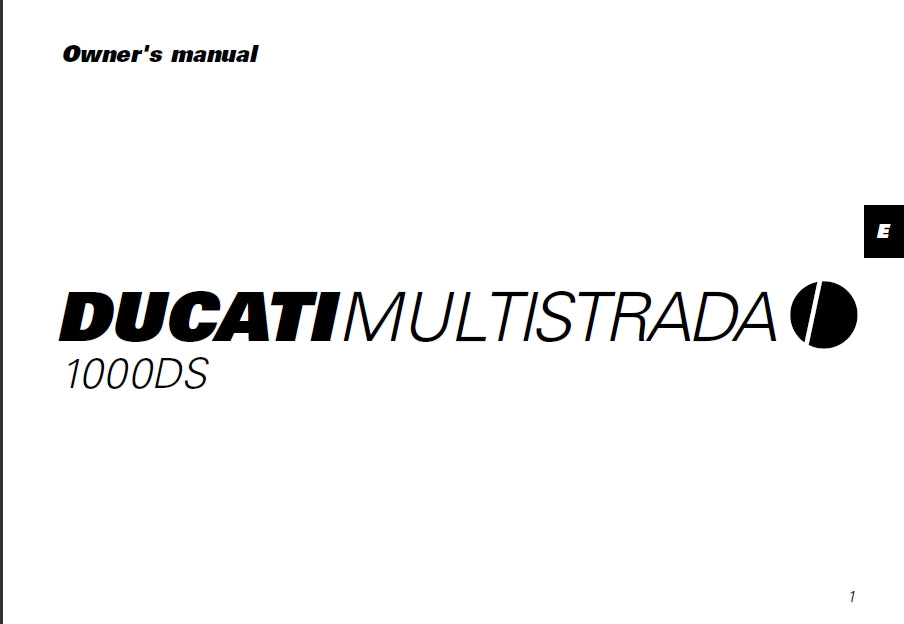DUCATI MULTISTRADA 1000DS MOTORCYCLE OWNERS MANUAL 102 PAGES ENG